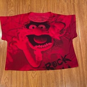 🍒Girls oversized cropped style shirt🍒 RED small medium S / M​​​​​​​​